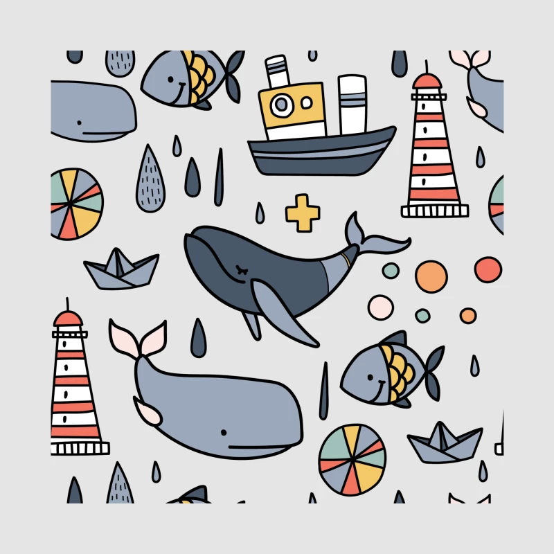 Scène marine ludique avec baleines et phare Homme Sweat à capuche