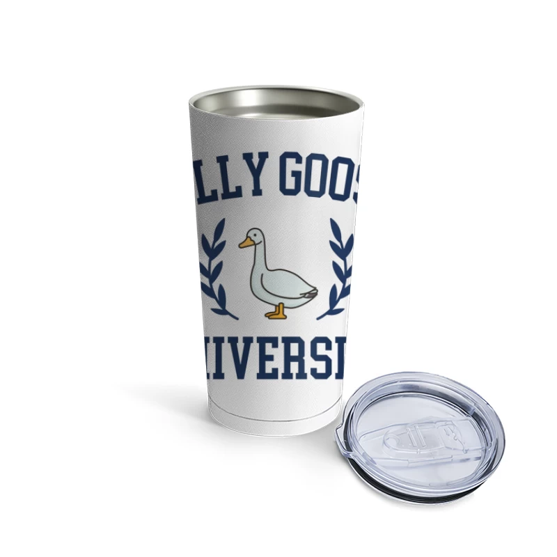 Silly Goose University Vintage-Style Logo Design Travel Mug