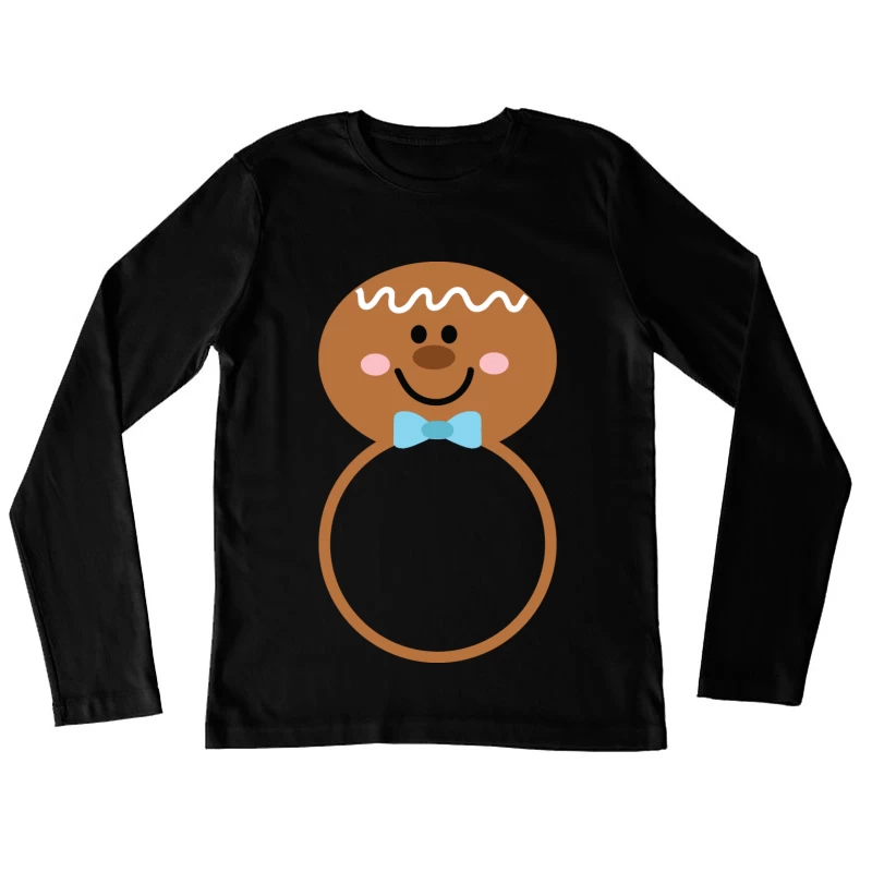 Bonhomme en pain d'épice avec nœud papillon bleu Femme Manches Longues T-Shirt