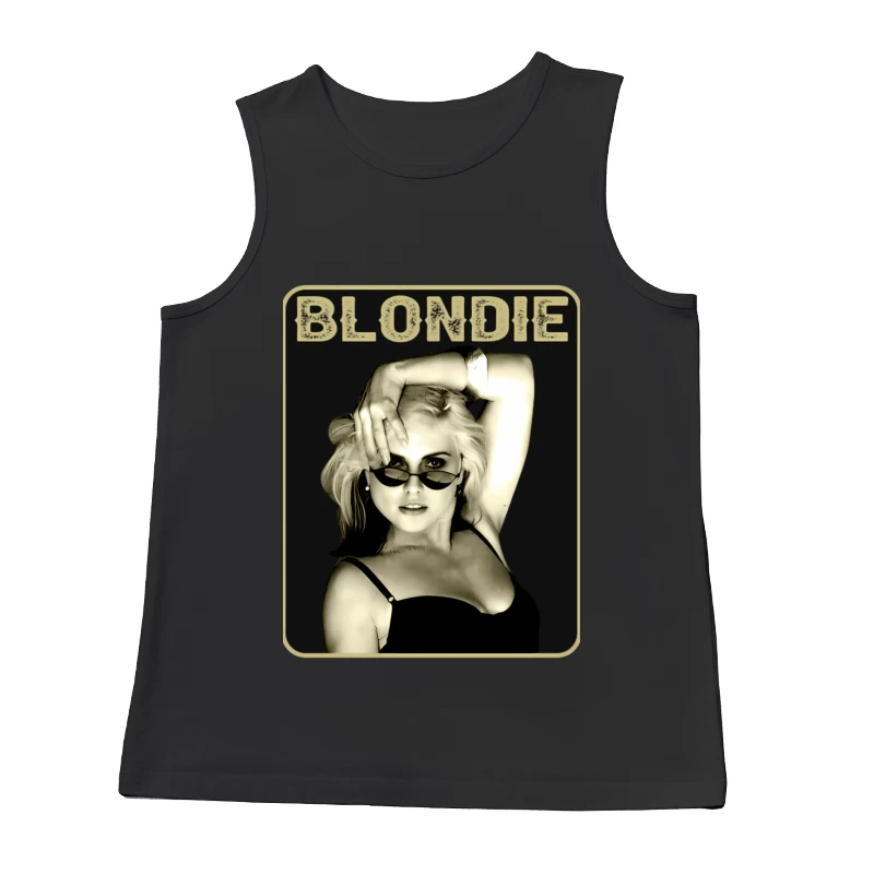 Vintage Black and White Fashion Portrait with Sunglasses Male Tank Top