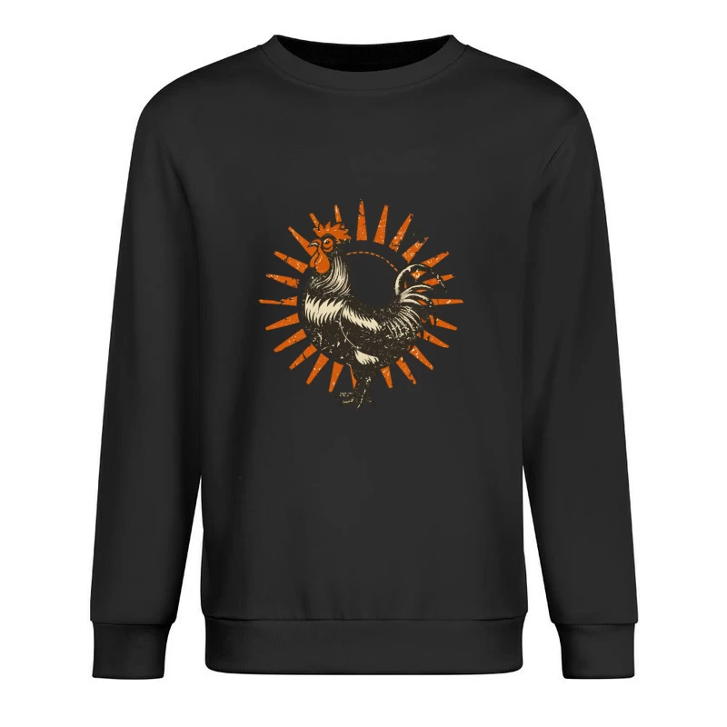 Retro Sun Rooster Male Pullover Sweatshirt