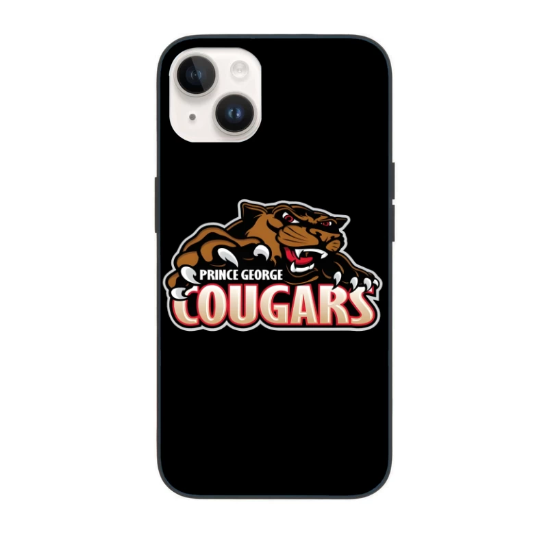 Prince George Cougars Sports Team Logo with Fierce Cougar Mascot Prince George Cougars iPhone Case