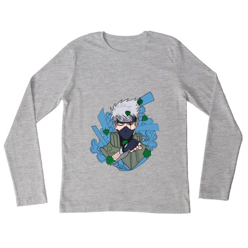 Anime Ninja Portrait Damen Langarm T-Shirt