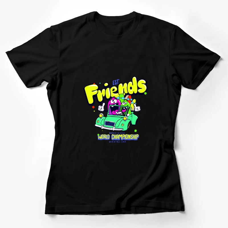 Freunde im Auto bei der Weltmeisterschaft Damen T-Shirt