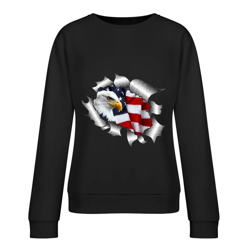 Adler vor amerikanischer Flagge Damen Pullover Sweatshirt