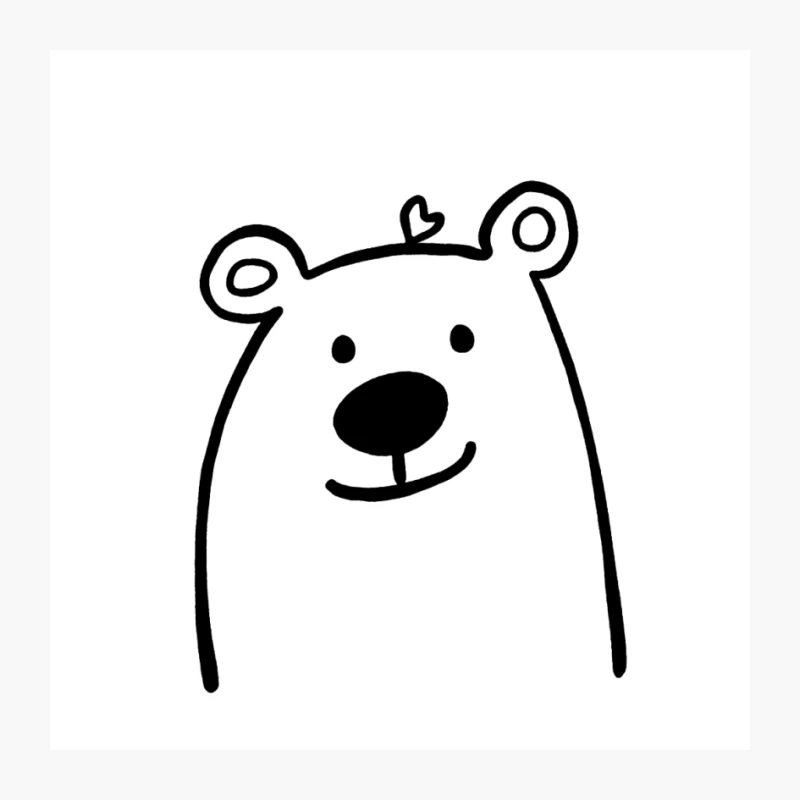 Cute Minimalist Cartoon Bear Line Drawing Pin