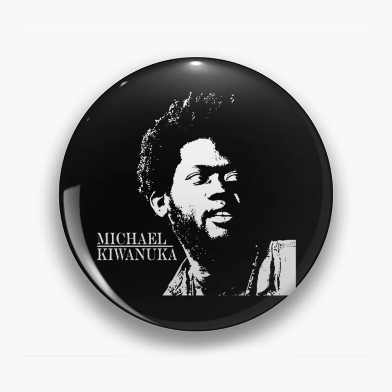 Black and White Line Art Portrait of Michael Kiwanuka Pin