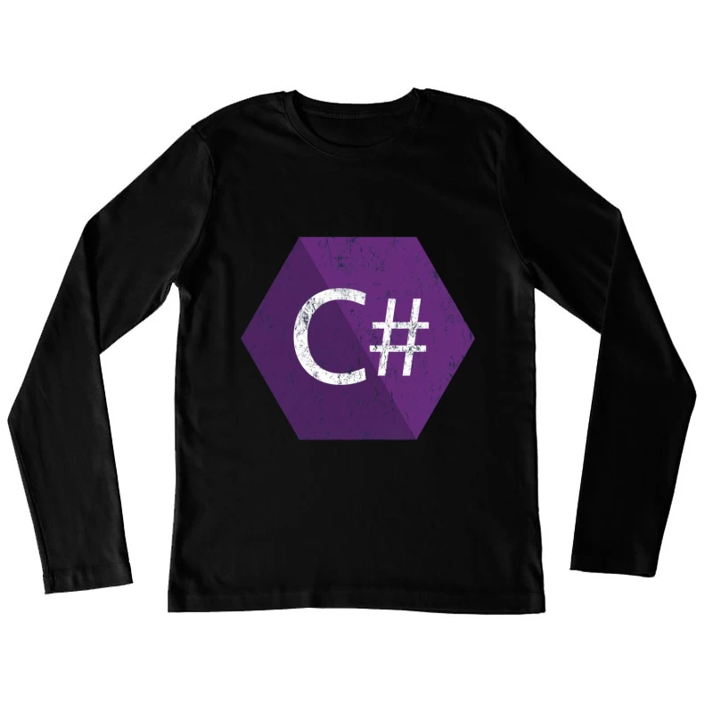 C# Programming Language Logo in Purple Hexagon Female Long Sleeve T-Shirt