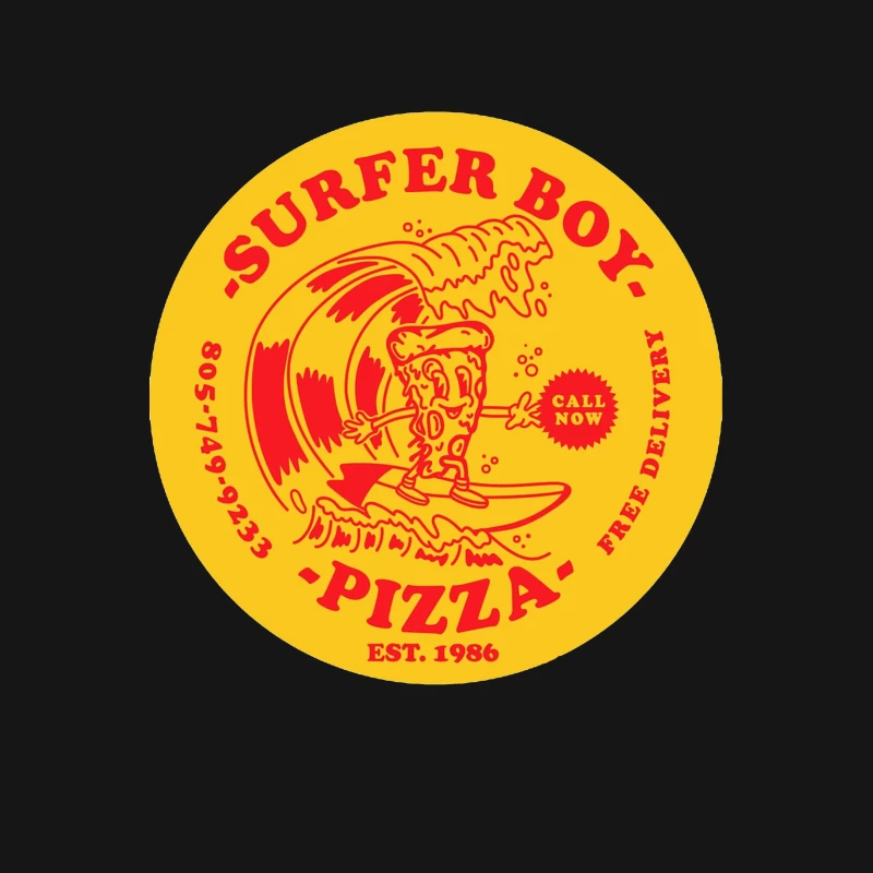 Retro Surfer Boy Pizza Delivery Logo Female T-Shirt