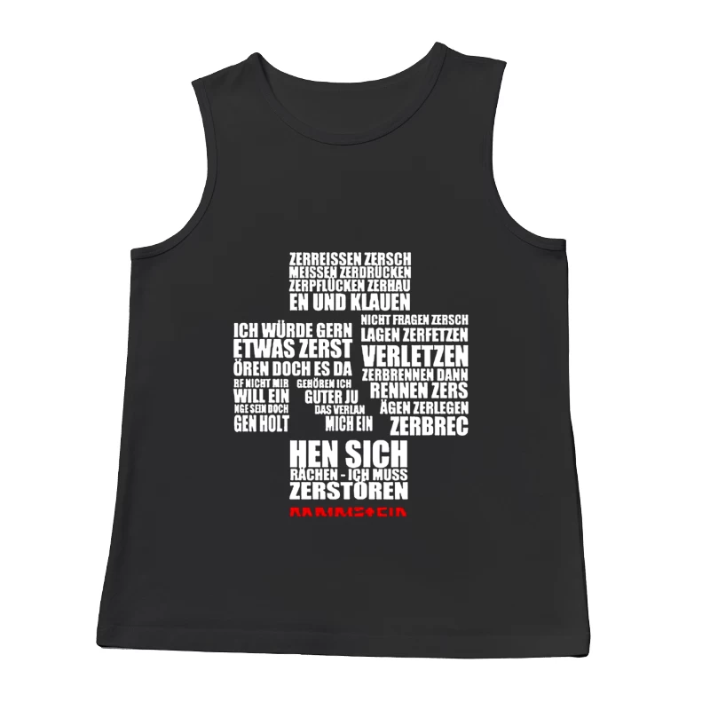 Rammstein Typography Art with German Text on White Background Male Tank Top