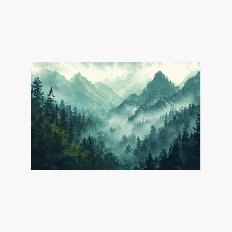 Misty Mountain Forest: A Tranquil Ethereal Landscape Cotton Tote Bag