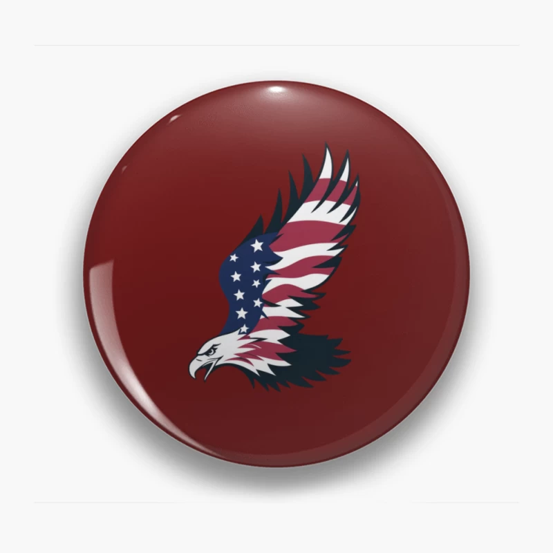Patriotic American Eagle Flag Illustration Pin