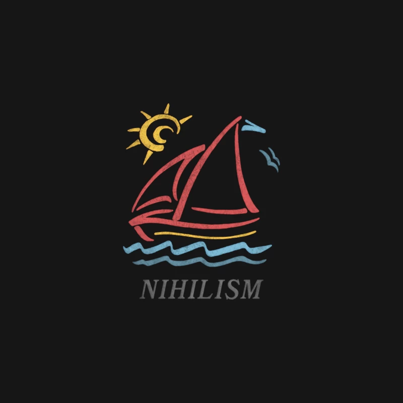 1980s Vintage Style  Nihilism Aesthetic Sailboat Faded Design Desk Mat