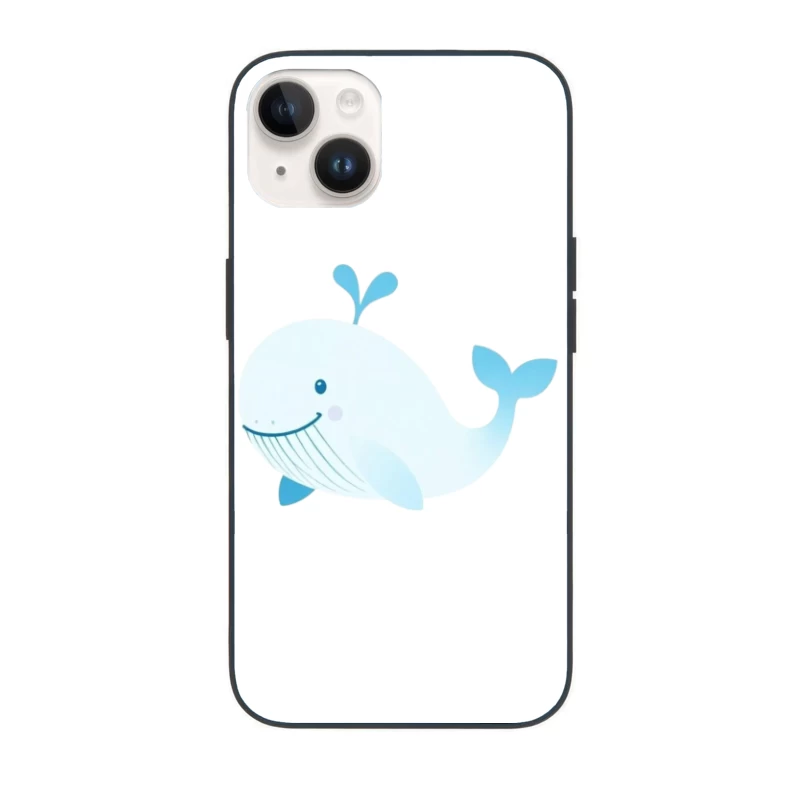 Cute Blue Cartoon Whale Illustration iPhone Case