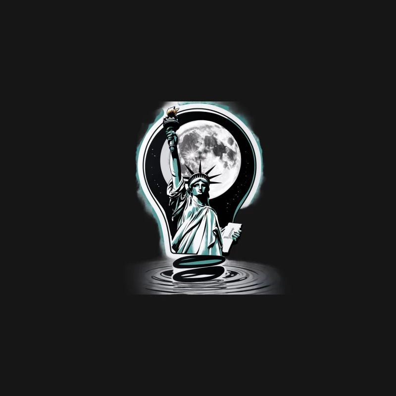 Illuminating Liberty: A Surreal Fusion of Icon and Innovation Desk Mat