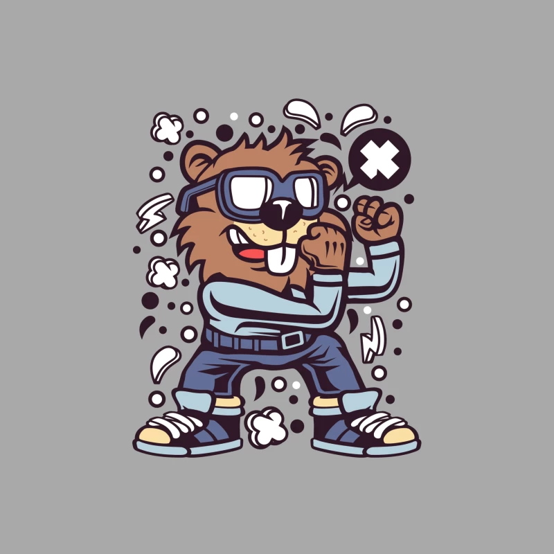 Castor cool avec lunettes et bulles Homme Sweat à capuche