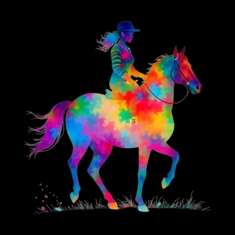 Colorful Horse Rider Pin