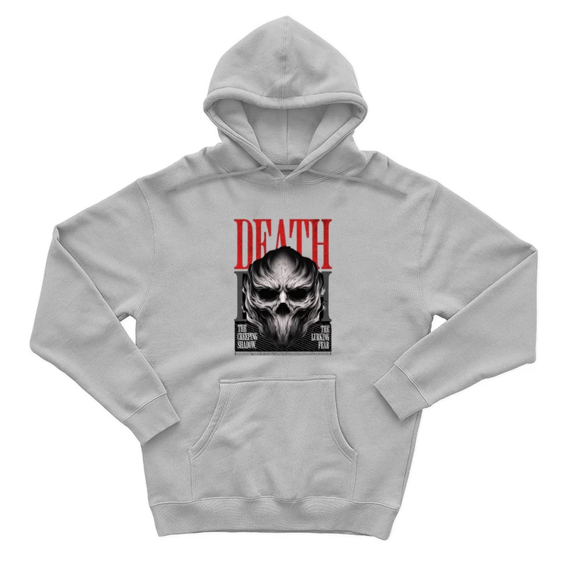 Gothic Death Skull with Red Typography Art Male Pullover Hoodie