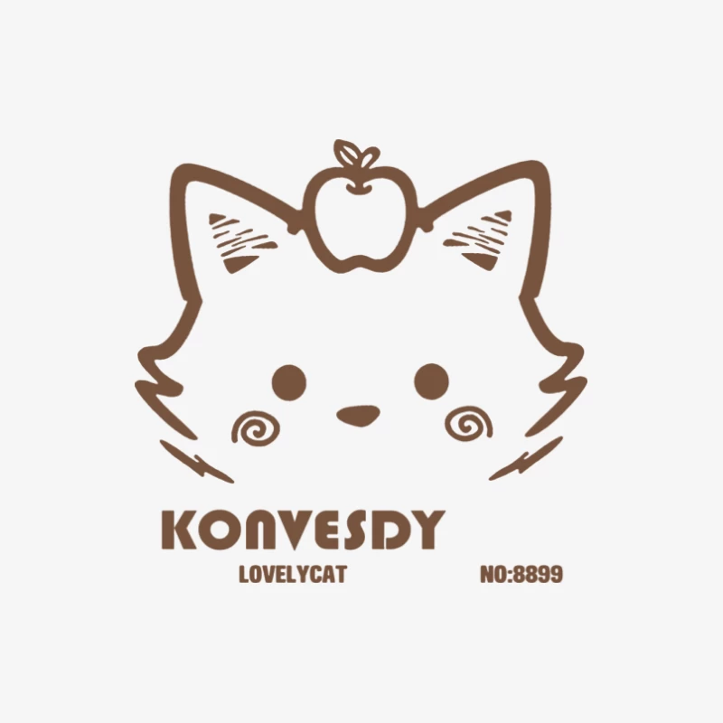 Katzenlogo mit Apfel Herren Langarm T-Shirt