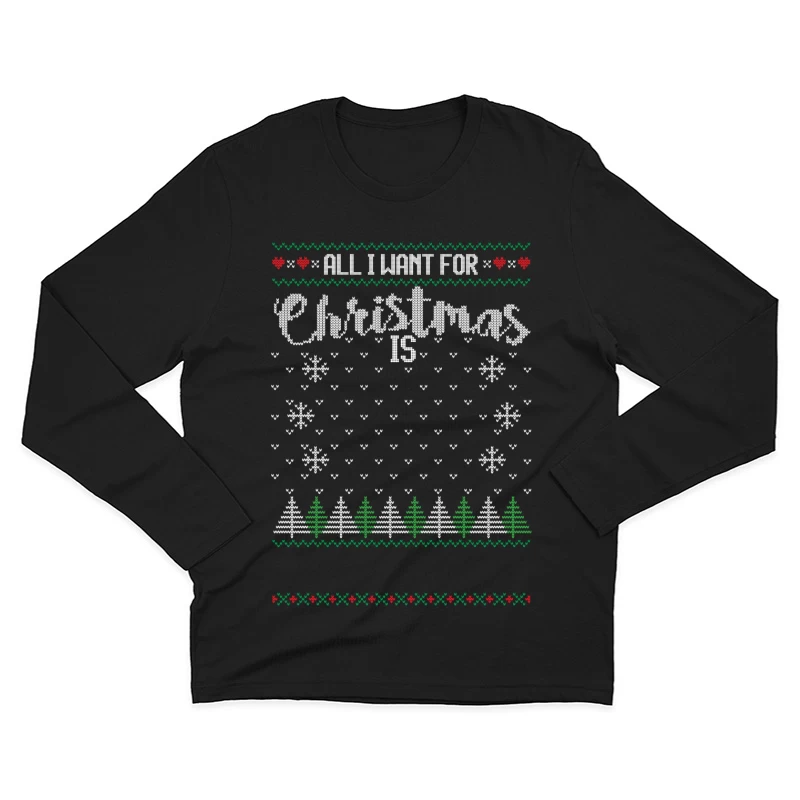 Design de Noël avec sapins et flocons Homme Manches Longues T-Shirt