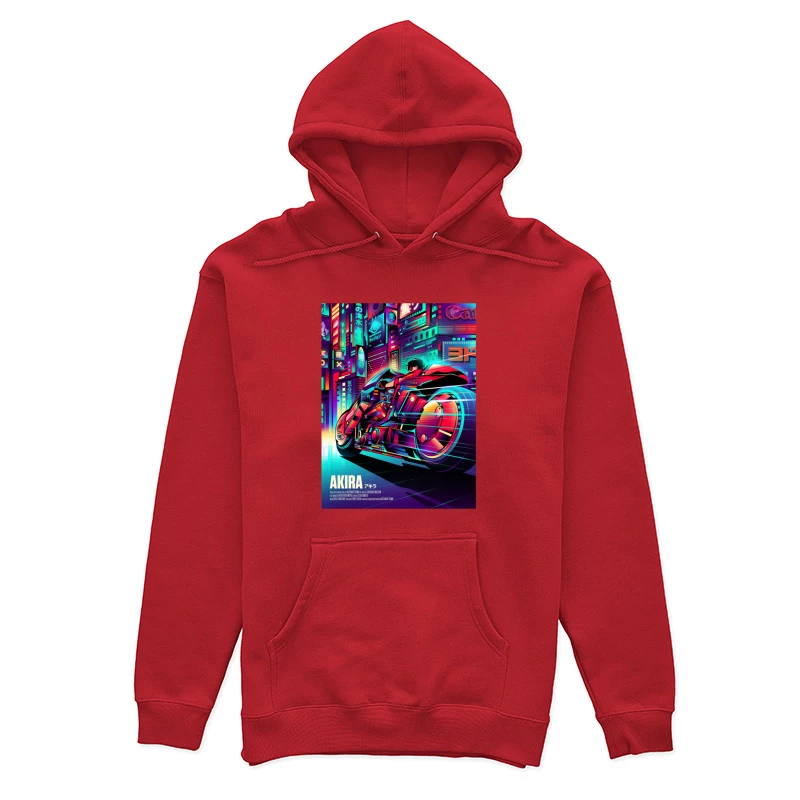 Cyberpunk Akira Motorcycle in Neon City Female Pullover Hoodie