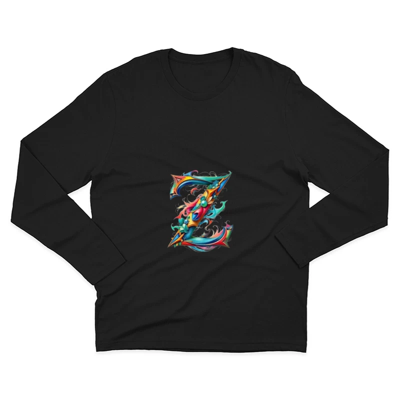 Ornate Floral Letter Z in Vibrant Colors Male Long Sleeve T-Shirt