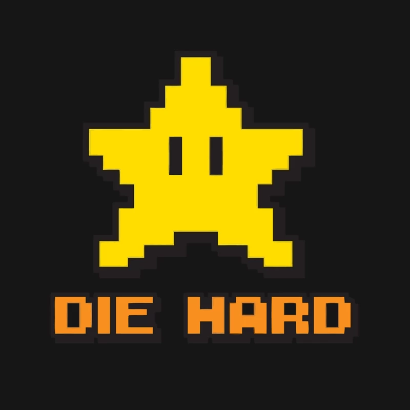 Retro Gaming Pixel Art Star with "Die Hard" Text Mouse Pad