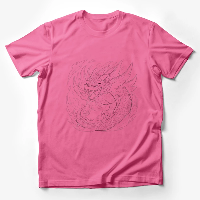 Fierce Dragon Breathing Flames Male T-Shirt