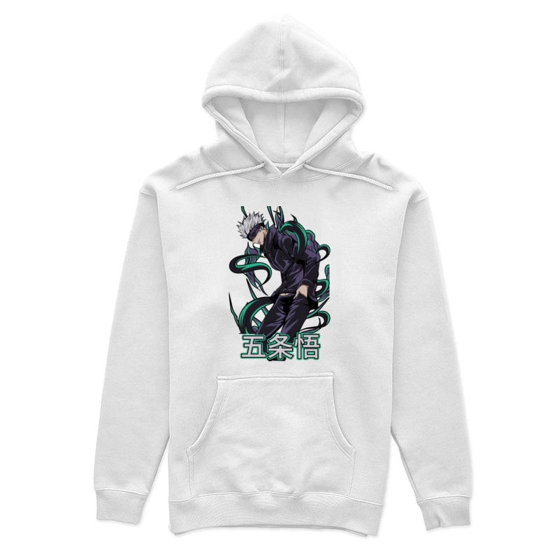 Anime-Charakter mit dunklem Outfit und weißen Haaren Damen Pullover Hoodie