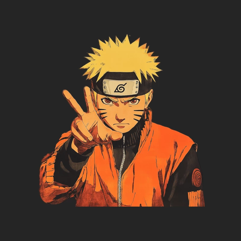 Iconic Anime Ninja with Orange Jacket and Hand Sign Female Pullover Sweatshirt