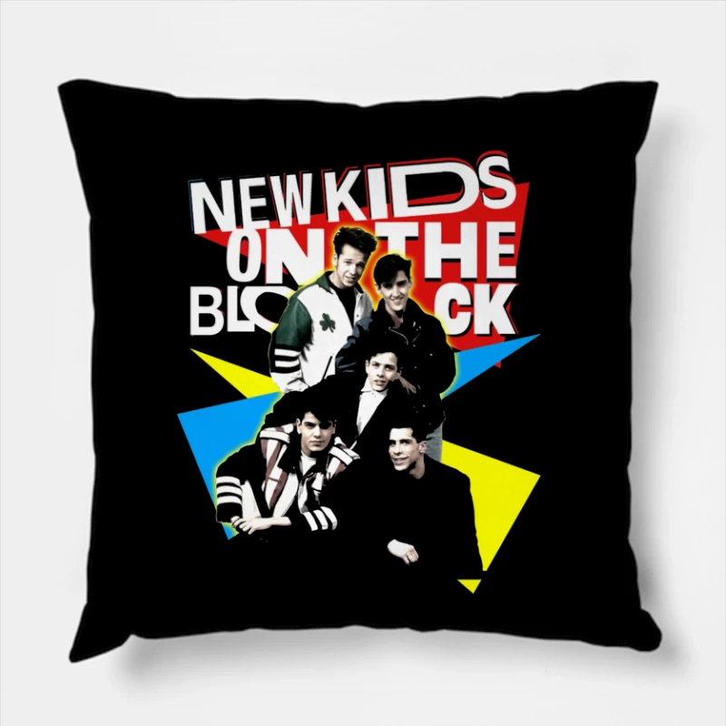 New Kids On The Block Retro Album Art Design Throw Pillow