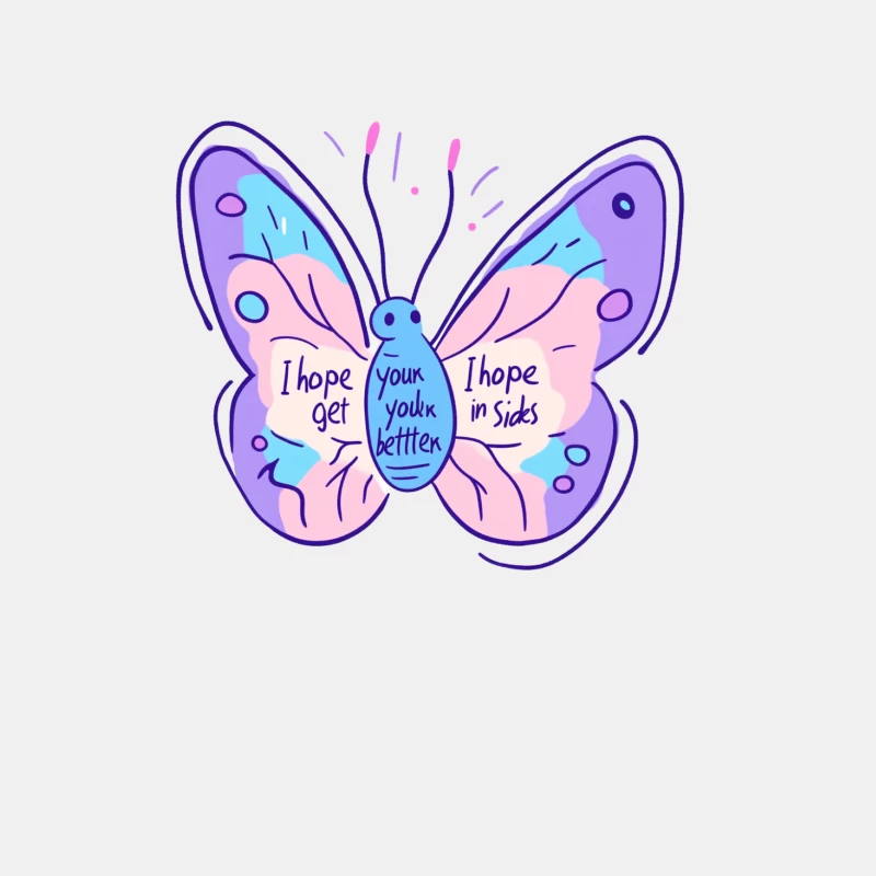 Cute Pastel Butterfly Get Well Soon Greeting Card Illustration Male Tank Top