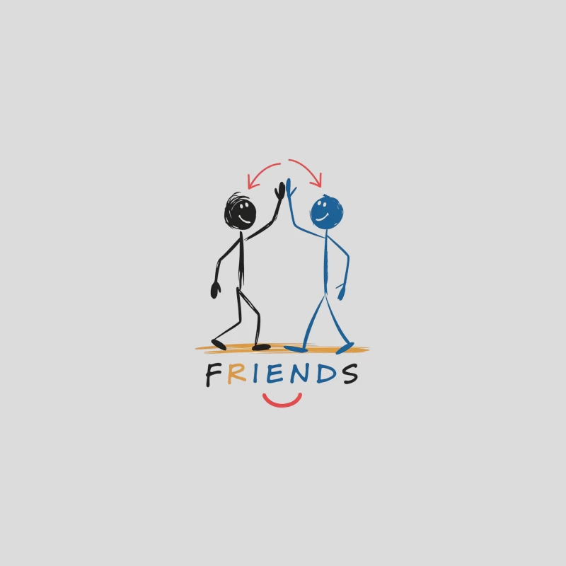 Friendly Stick Figures High-Fiving: A Simple Cartoon Illustration Baseball Cap