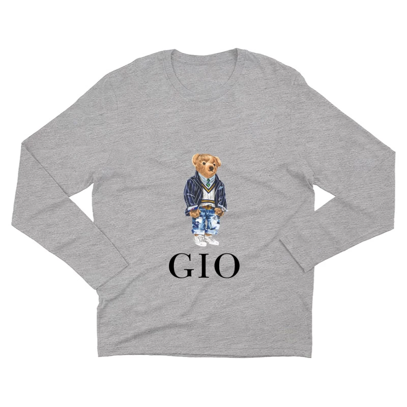 Stilvoller Teddybär in Designer-Outfit Herren Langarm T-Shirt