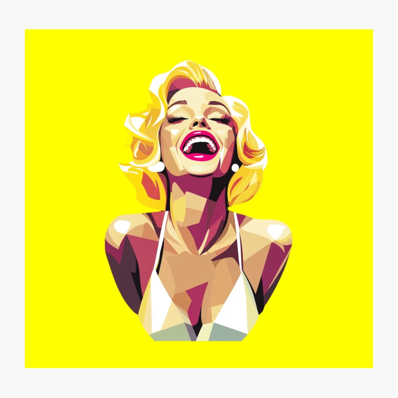 Vibrant Pop Art Portrait of Laughing Blonde in Vintage Style Throw Pillow