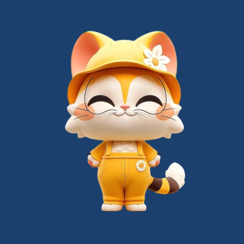 Fröhliche Cartoon-Katze in gelbem Outfit Herren Pullover Hoodie