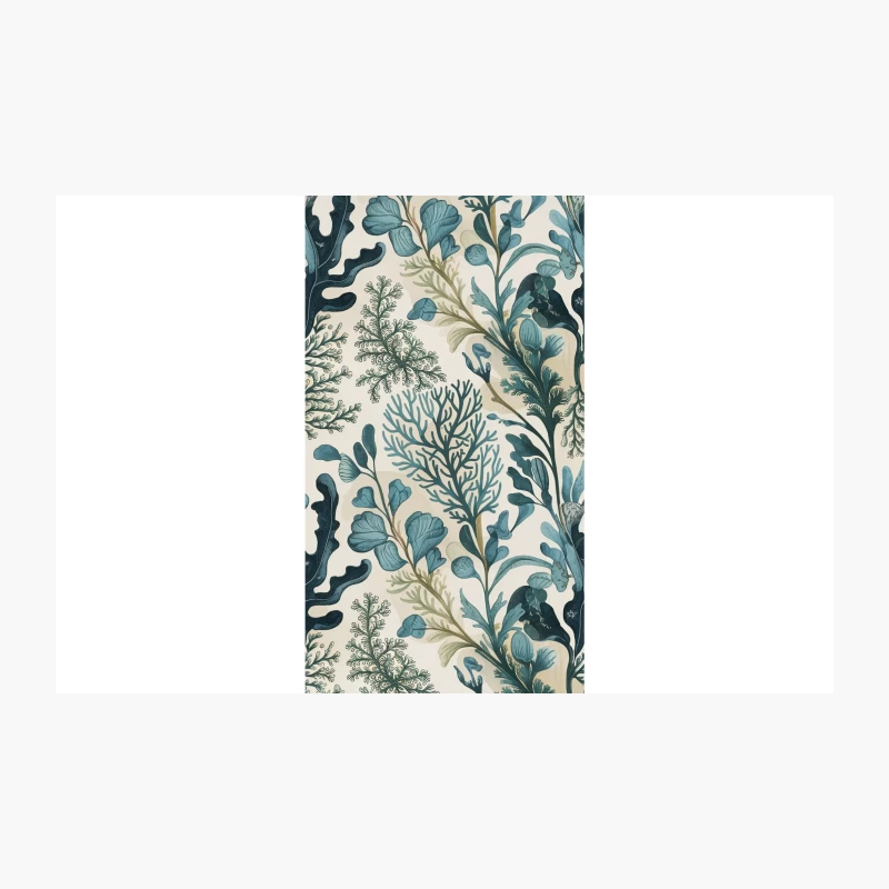 Vintage-Style Botanical Seaweed Pattern in Teal and Cream Travel Mug