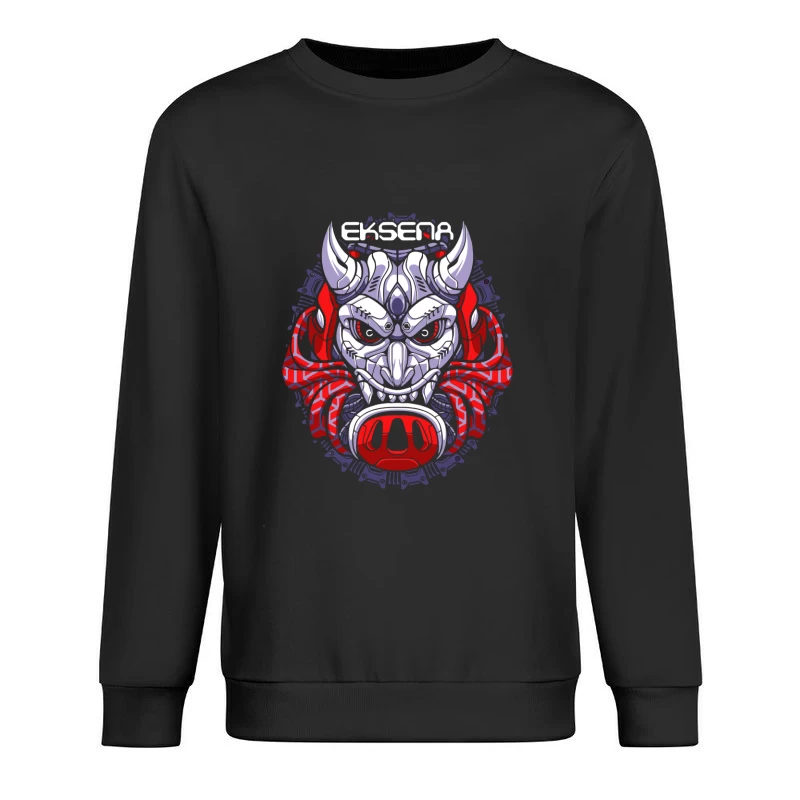 Fantasy Demon Mask Illustration Male Pullover Sweatshirt