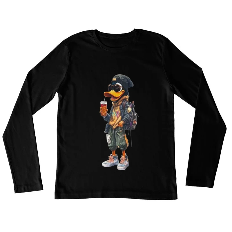 Cool Cartoon Duck with Sunglasses Female Long Sleeve T-Shirt