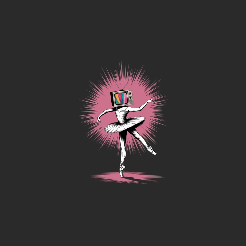 Surreal Ballet Dancing Television with Retro Pink Background Baseball Cap