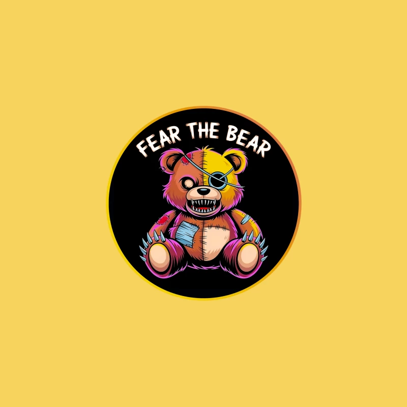 Scary Stitched Teddy Bear  "Fear The Bear" Bucket Hat