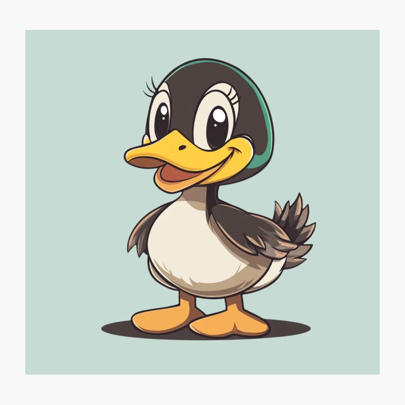 Cute Cartoon Duck Mascot Character Illustration Throw Pillow