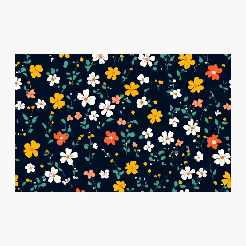 Vibrant Retro Floral Pattern on Dark Background Travel Mug