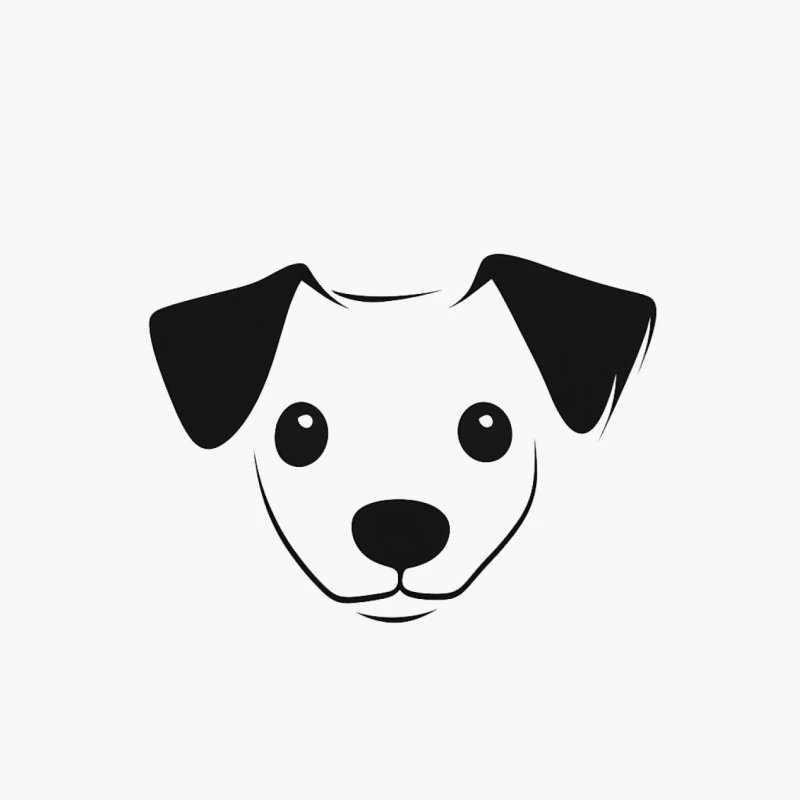 Minimalist Black and White Cartoon Dog Illustration Cotton Tote Bag