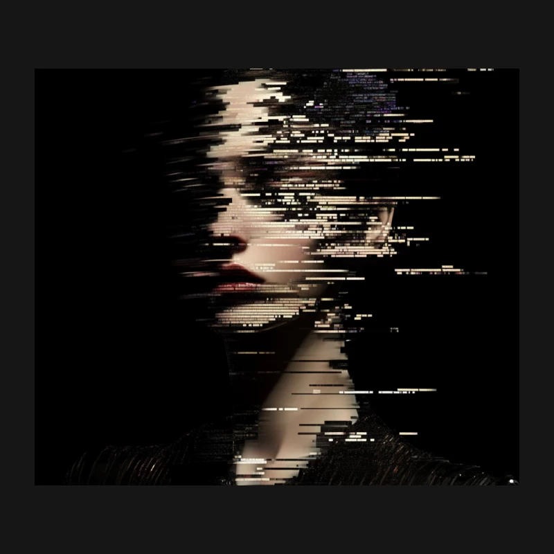 Fragmented Digital Portrait: A Glitch Art Mystery Mouse Pad