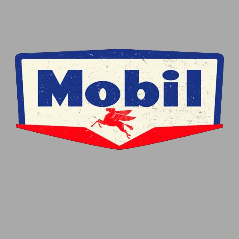 Vintage Mobil Oil Company Logo with Red Pegasus Male Pullover Hoodie