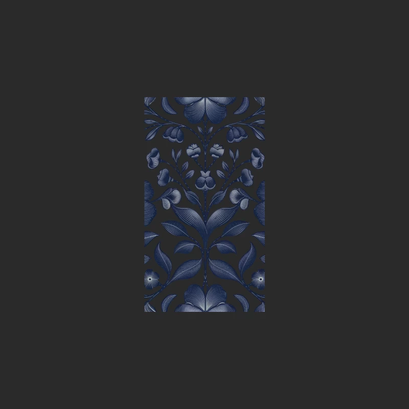 Symmetrical Navy Blue Floral Pattern in Art Nouveau Style Baseball Cap