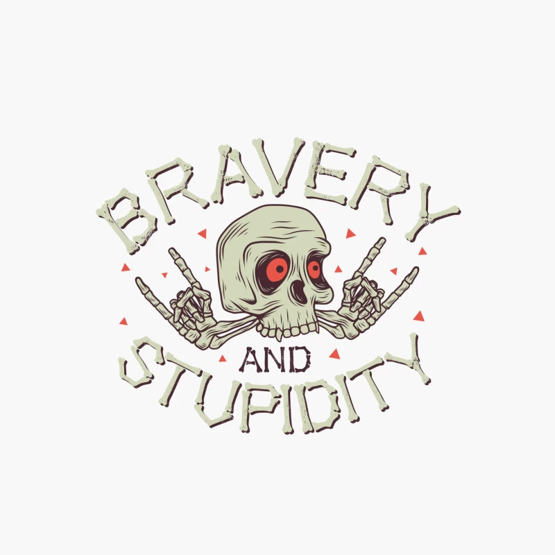 Bravery and Stupidity Skull Art Cotton Tote Bag