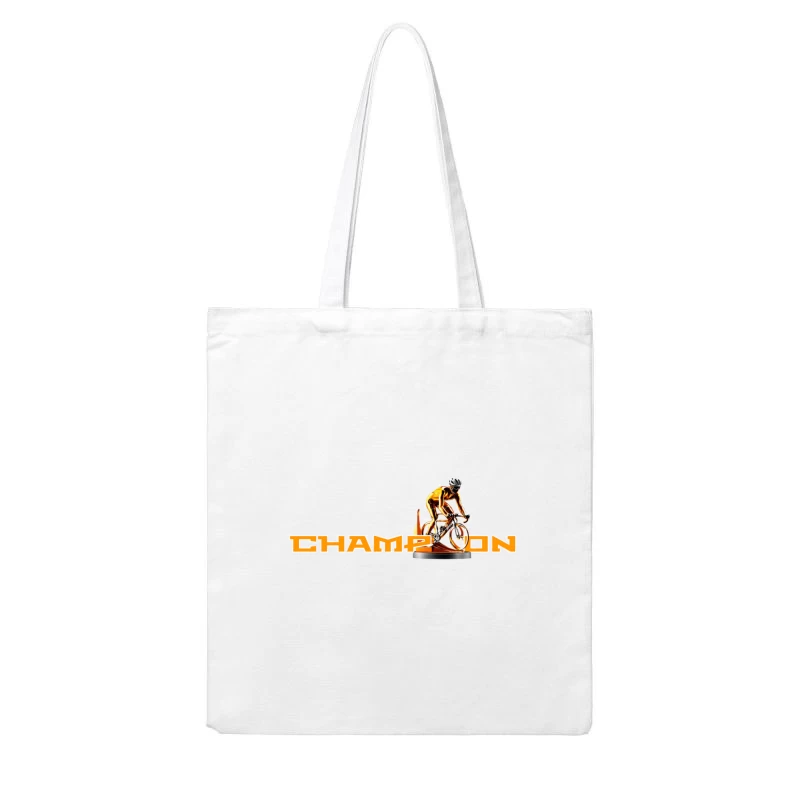 Champion Cycling Sports Logo with Trophy Cyclist Cotton Tote Bag