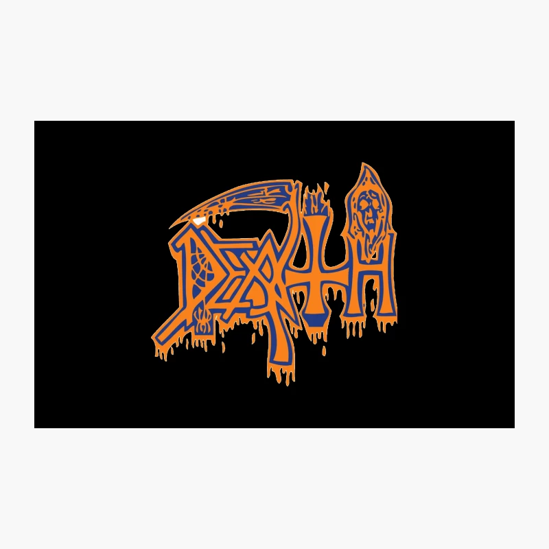 Gothic Death Metal Band Logo in Orange and Blue Travel Mug